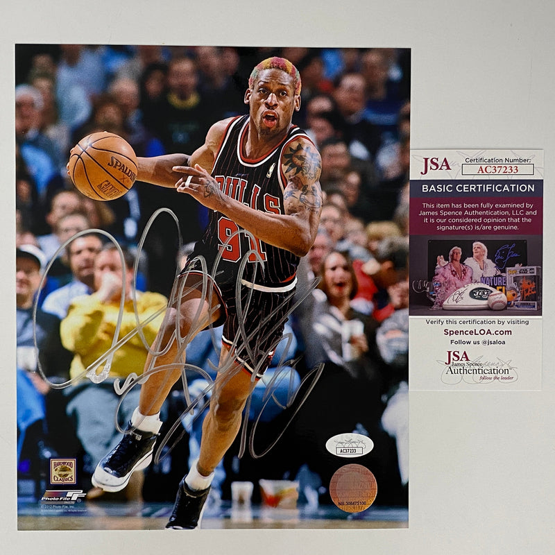 Autographed/Signed Dennis Rodman Chicago Bulls 8x10 Basketball Photo Beckett BAS COA