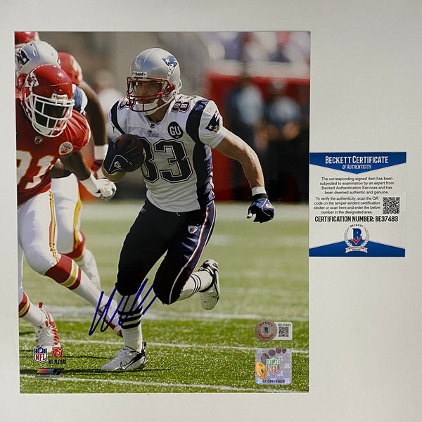 Autographed/Signed Wes Welker New England Patriots 8x10 Football Photo Beckett BAS COA #2