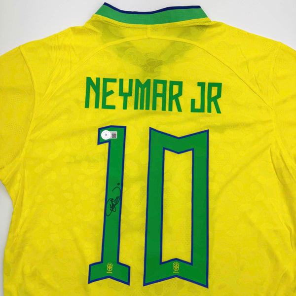 Autographed/Signed Neymar Jr. Brazil Soccer Futbol Jersey Beckett BAS COA