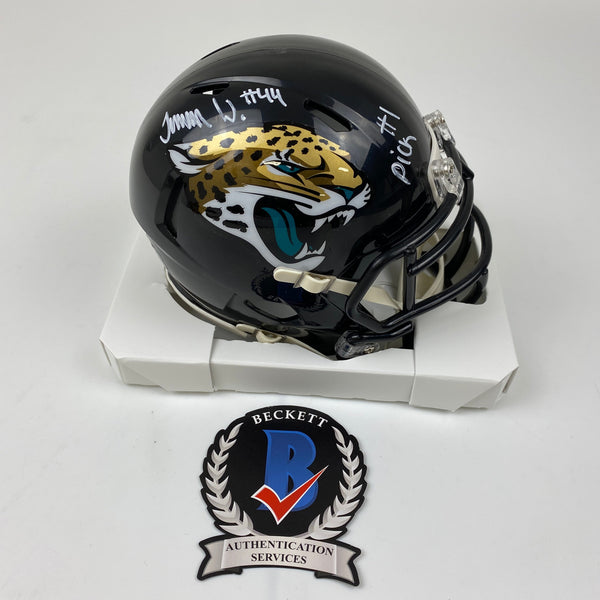 Autographed/Signed Travon Walker #1 Pick Jacksonville Jaguars Jags Mini Football Helmet Beckett BAS COA