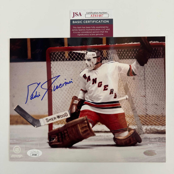 Autographed/Signed Eddie Giacomin New York Rangers 8x10 Hockey Photo JSA COA