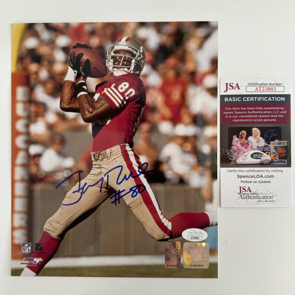 Autographed/Signed Jerry Rice San Francisco 49ers 8x10 Football Photo JSA COA