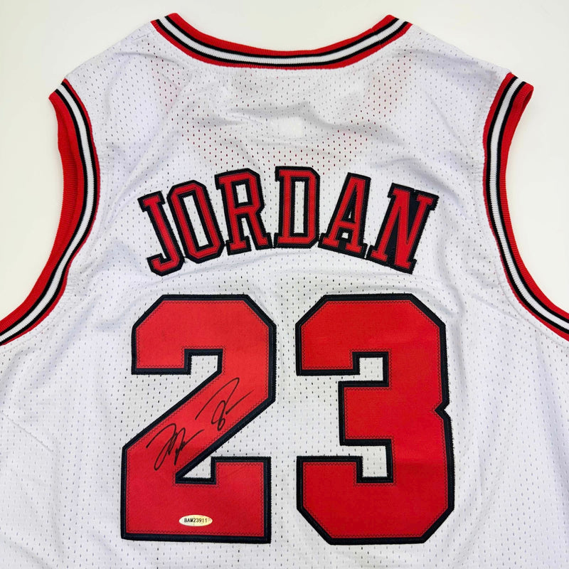 Autographed/Signed Michael Jordan Chicago White Basketball Jersey Upper Deck UDA COA