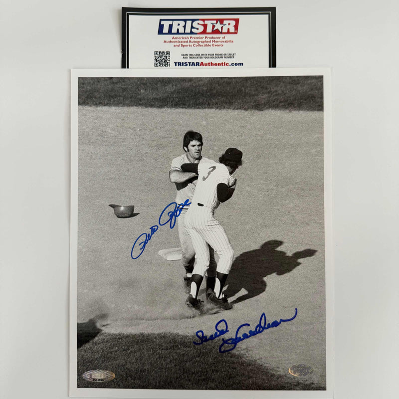 Autographed/Signed Pete Rose and Bud Harrelson Cincinnati Reds 8x10 Baseball Photo TriStar COA
