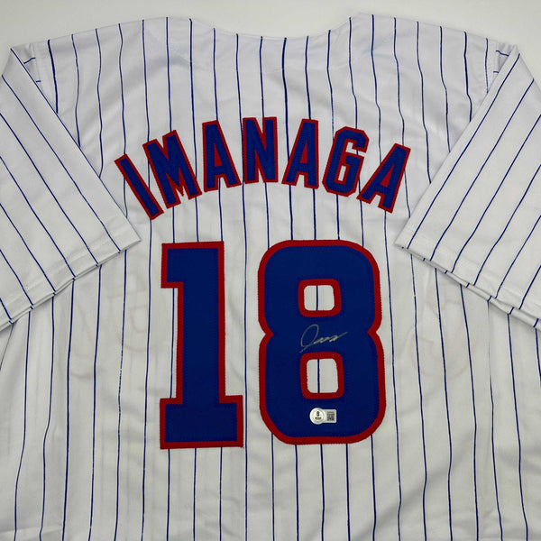 Autographed/Signed Shota Imanaga Chicago Pinstripe Baseball Jersey Beckett BAS COA