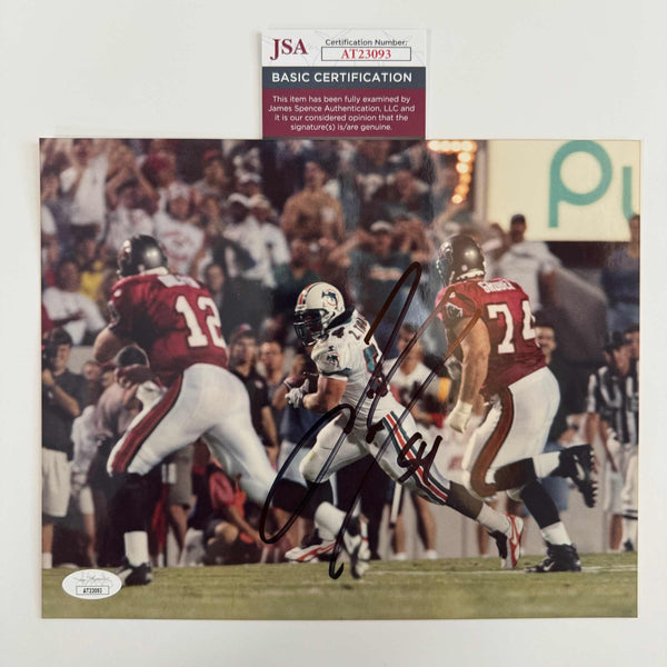 Autographed/Signed Zach Thomas Miami Dolphins 8x10 Football Photo JSA COA