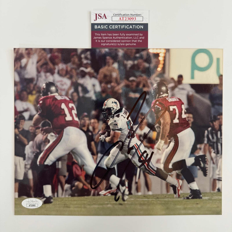 Autographed/Signed Zach Thomas Miami Dolphins 8x10 Football Photo JSA COA