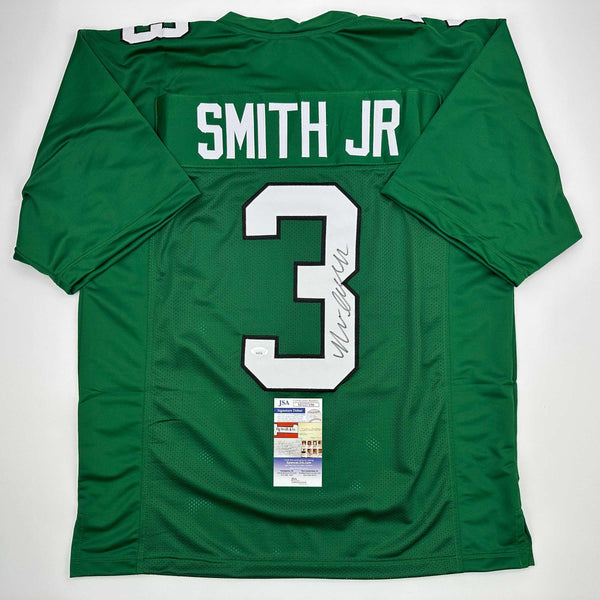 Autographed/Signed Nolan Smith Jr. Philadelphia Kelly Green Football Jersey JSA COA
