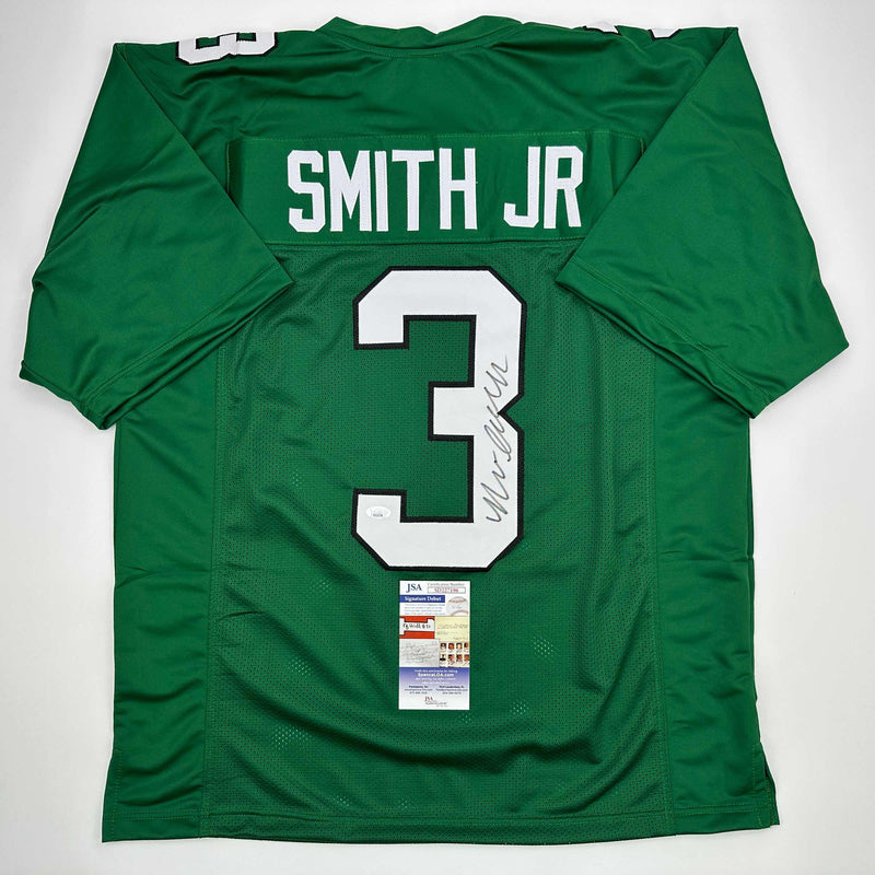 Autographed/Signed Nolan Smith Jr. Philadelphia Kelly Green Football Jersey JSA COA