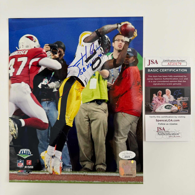 Autographed/Signed Santonio Holmes Pittsburgh Steelers 8x10 Football Photo JSA COA #2