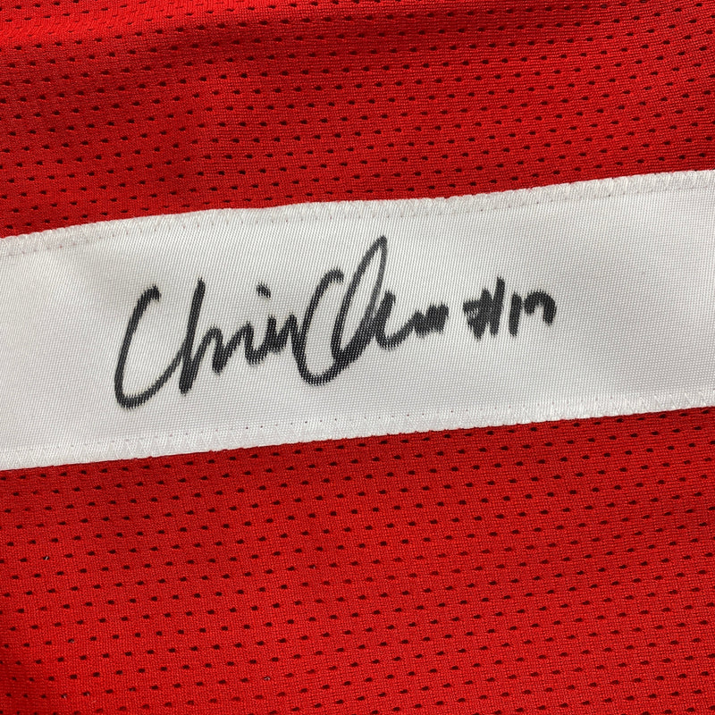 Autographed/Signed Chris Olave Ohio State Red College Football Jersey JSA COA