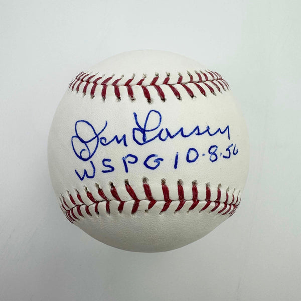 Autographed/Signed Don Larsen "WSPG 10-8-56" Yankees Rawlings Official Major League Baseball ROML PSA/DNA COA