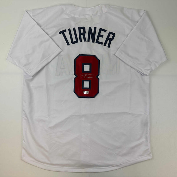 Autographed/Signed Trea Turner United States USA White World Baseball Classic WBC Jersey Beckett BAS COA