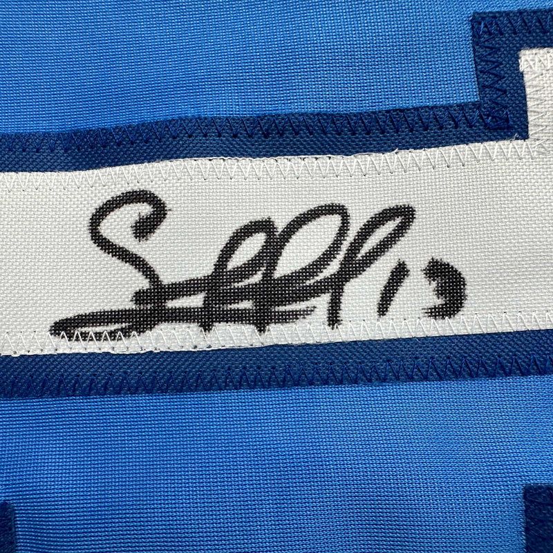 Autographed/Signed Salvador Perez Kansas City Blue Baseball Jersey Beckett BAS COA