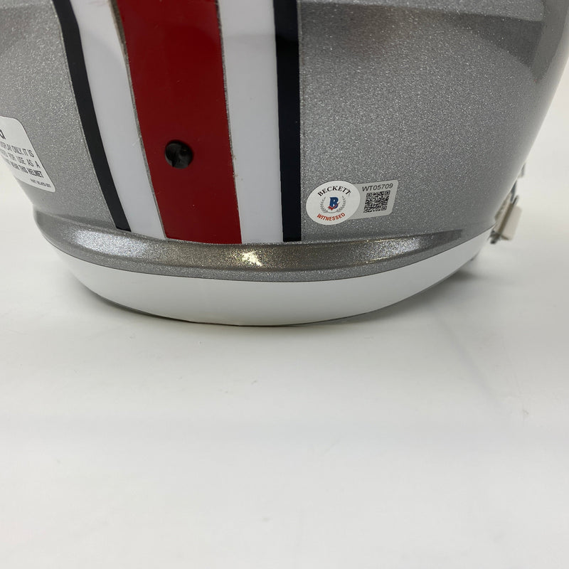 Autographed/Signed CJ C.J. Stroud Ohio State Buckeyes Full Size FS F/S Replica College Football Helmet Beckett BAS COA