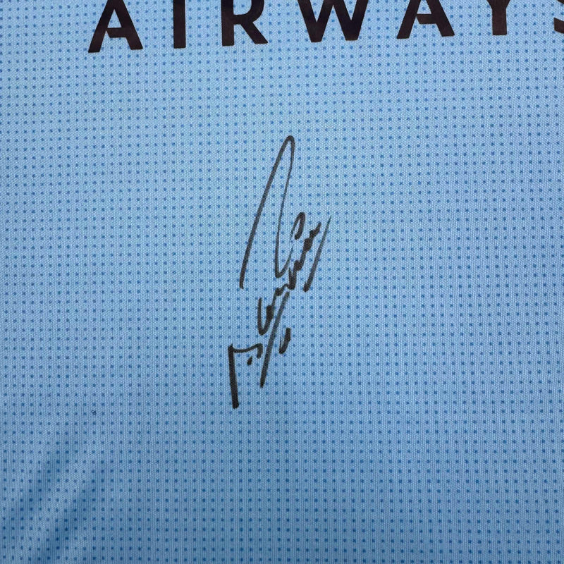 Autographed/Signed Sergio Kun Aguero Manchester City Blue Soccer Futbol Jersey Beckett BAS COA #2