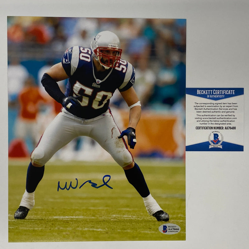 Autographed/Signed Mike Vrabel New England Patriots 8x10 Football Photo Beckett BAS COA #3