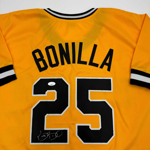 Autographed/Signed Bobby Bonilla Pittsburgh Pirates Yellow Baseball Jersey JSA COA