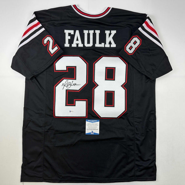 Autographed/Signed Marshall Faulk San Diego State Black College Football Jersey Beckett BAS COA