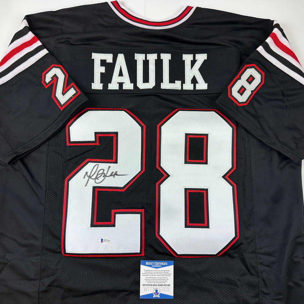 Autographed/Signed Marshall Faulk San Diego State Black College Football Jersey Beckett BAS COA