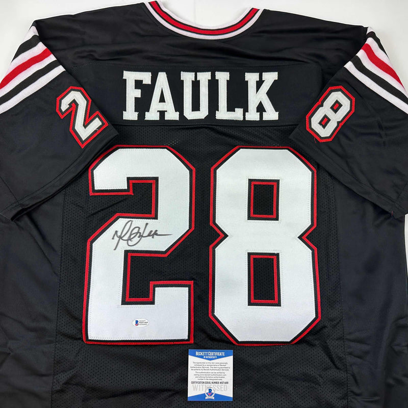 Autographed/Signed Marshall Faulk San Diego State Black College Football Jersey Beckett BAS COA