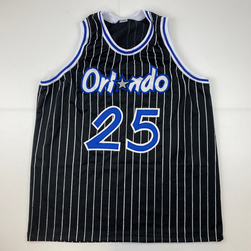 Autographed/Signed Nick Anderson Orlando Black Pinstripe Basketball Jersey PSA/DNA COA