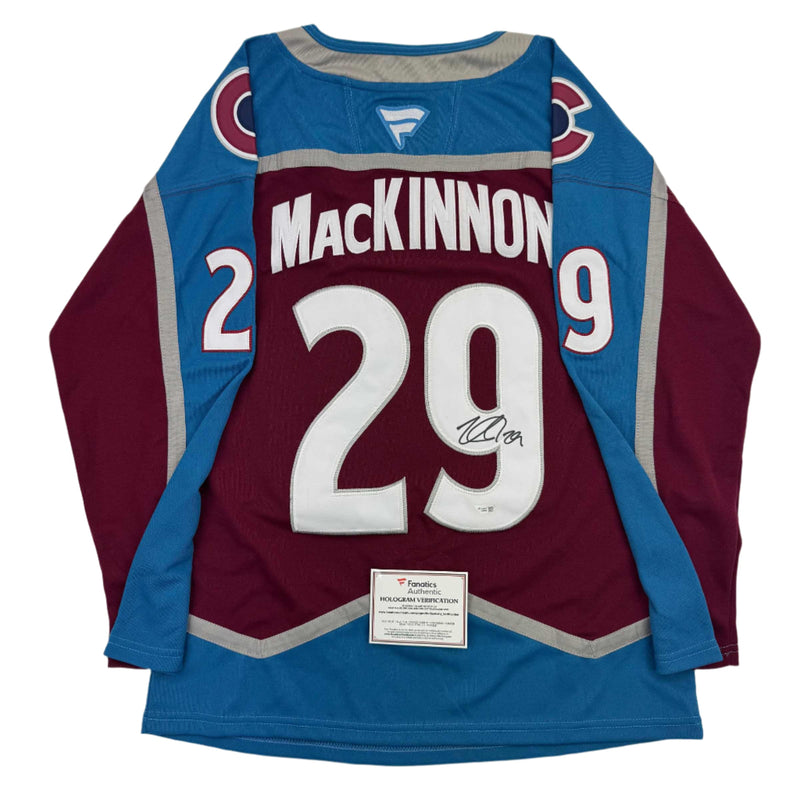 Autographed/Signed Nathan MacKinnon Colorado Avalanche Authentic Maroon Hockey Jersey Fanatics COA
