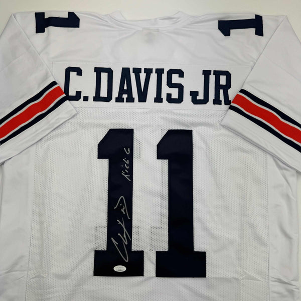 Autographed/Signed Chris Davis Jr. Auburn White College Football Jersey JSA COA