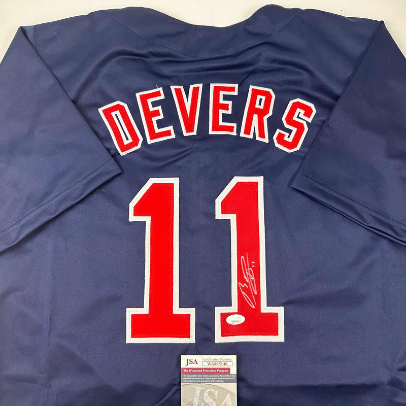 Autographed/Signed Rafael Devers Boston Blue Baseball Jersey JSA COA