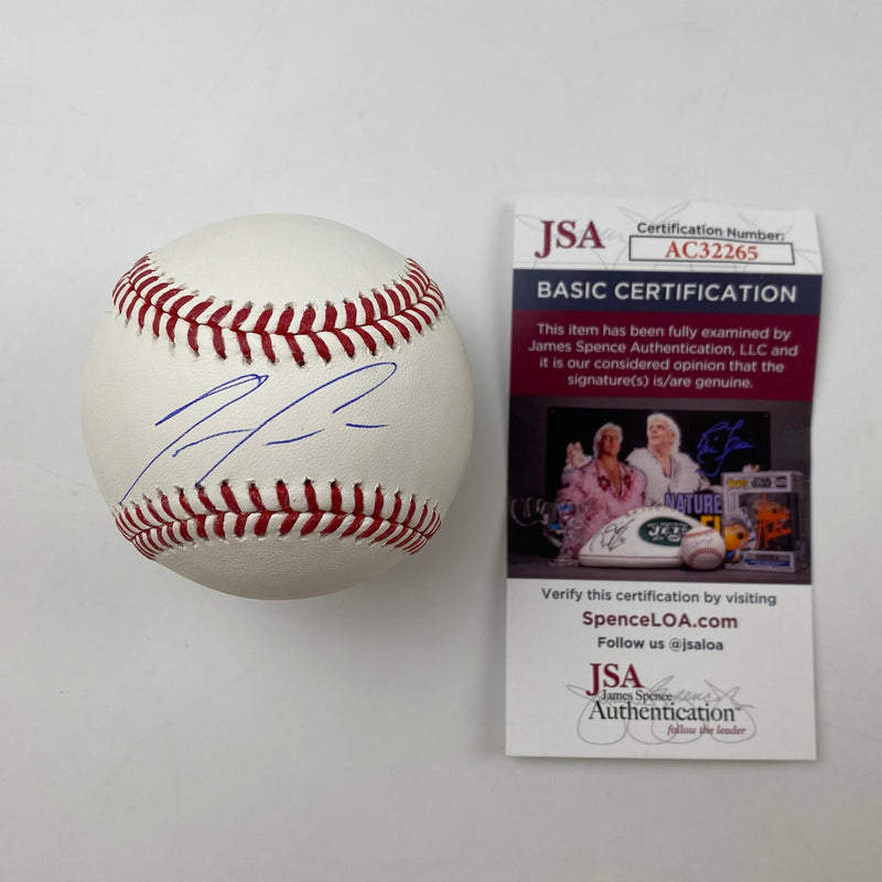 Autographed/Signed Ronald Acuna Jr. Rawlings Official Major League ROML Baseball JSA COA