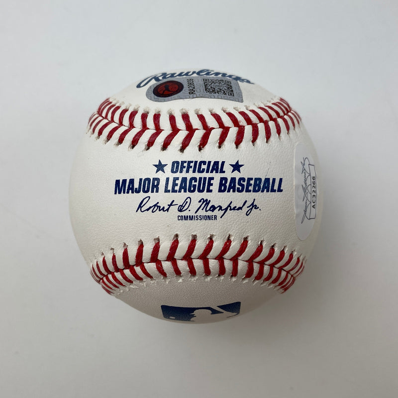 Autographed/Signed Ronald Acuna Jr. Rawlings Official Major League ROML Baseball JSA COA