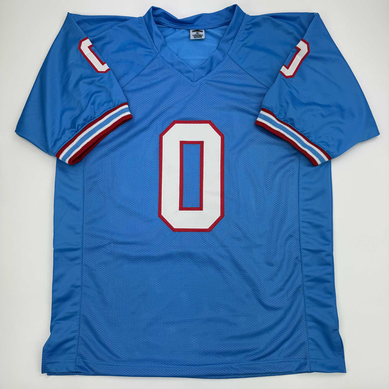 Autographed/Signed Calvin Ridley Tennessee Retro Blue Football Jersey Beckett BAS COA