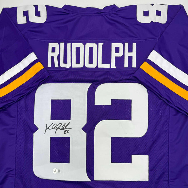 Autographed/Signed Kyle Rudolph Minnesota Purple Football Jersey Beckett BAS COA
