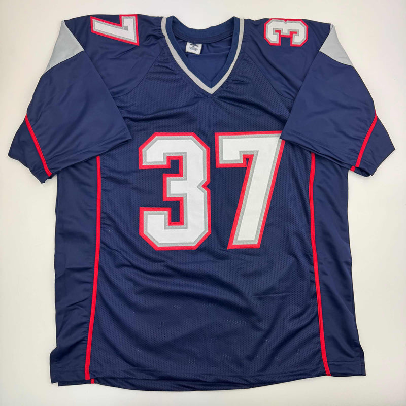 Autographed/Signed Rodney Harrison New England Blue Football Jersey Beckett BAS COA