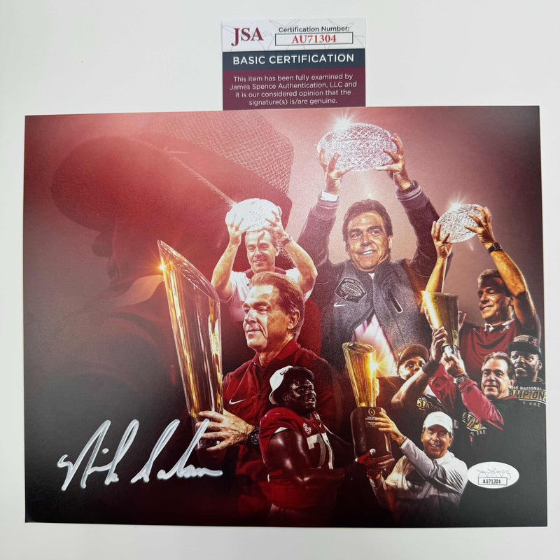 Autographed/Signed Nick Saban Alabama Crimson Tide 8x10 College Football Photo JSA COA #3