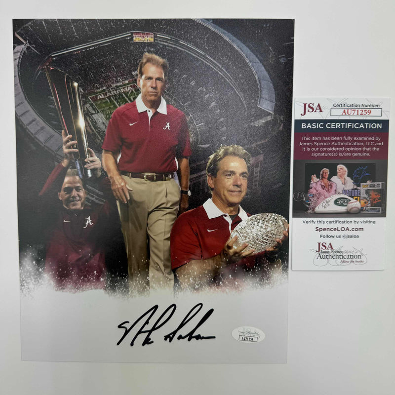 Autographed/Signed Nick Saban Alabama Crimson Tide 8x10 College Football Photo JSA COA #1