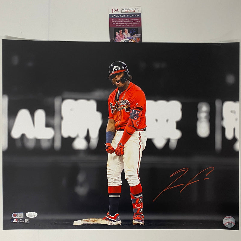 Autographed/Signed Ronald Acuna Jr. Atlanta Braves 16x20 Baseball Photo JSA COA #7