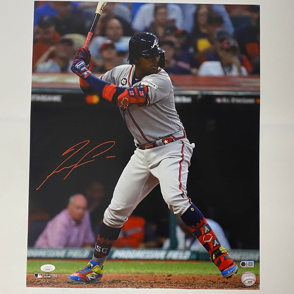 Autographed/Signed Ronald Acuna Jr. Atlanta Braves 16x20 Baseball Photo JSA COA #6