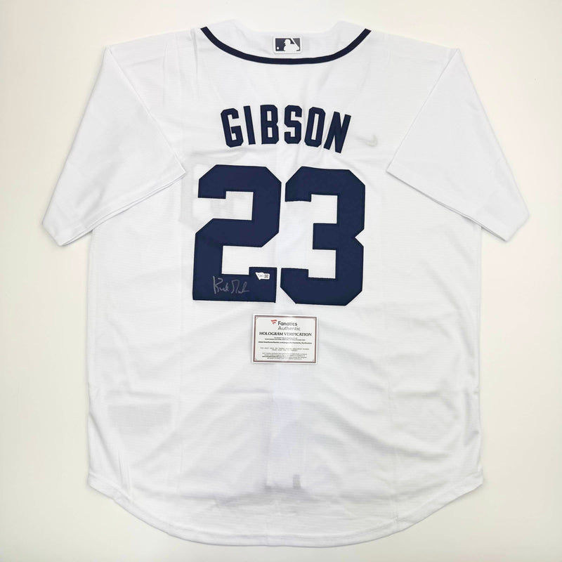 Autographed/Signed Kirk Gibson Detroit Tigers White Baseball Jersey Fanatics COA
