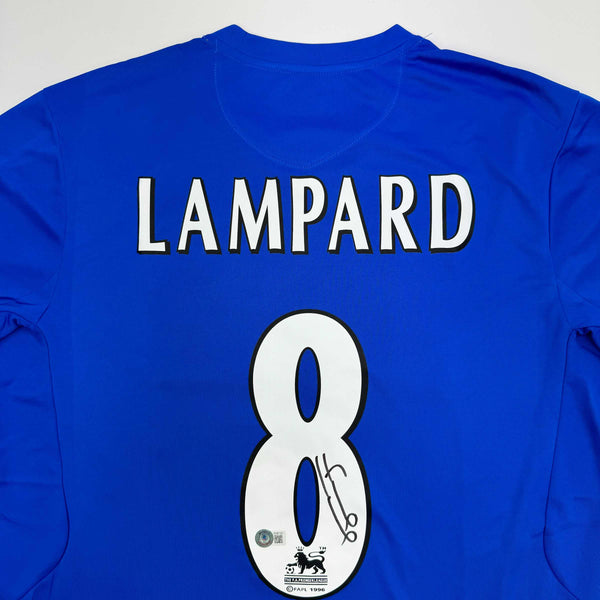Autographed/Signed Frank Lampard Chelsea FC Blue Soccer Futbol Jersey Beckett BAS COA