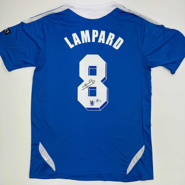 Autographed/Signed Frank Lampard Chelsea FC Blue Soccer Futbol Jersey Beckett BAS COA #2