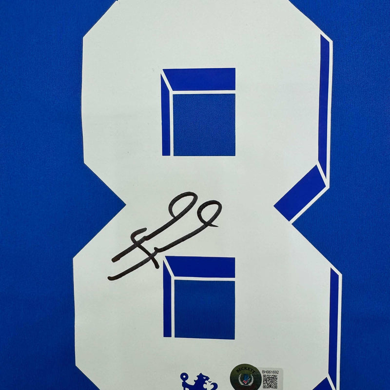 Autographed/Signed Frank Lampard Chelsea FC Blue Soccer Futbol Jersey Beckett BAS COA #2