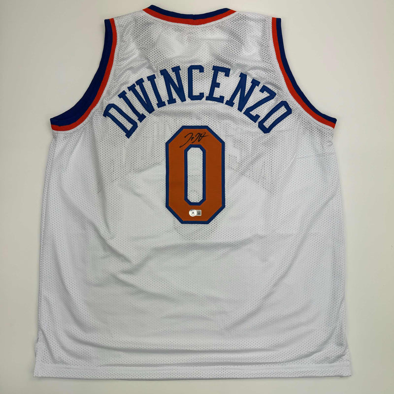 Autographed/Signed Donte Divincenzo New York White Basketball Jersey Beckett BAS COA