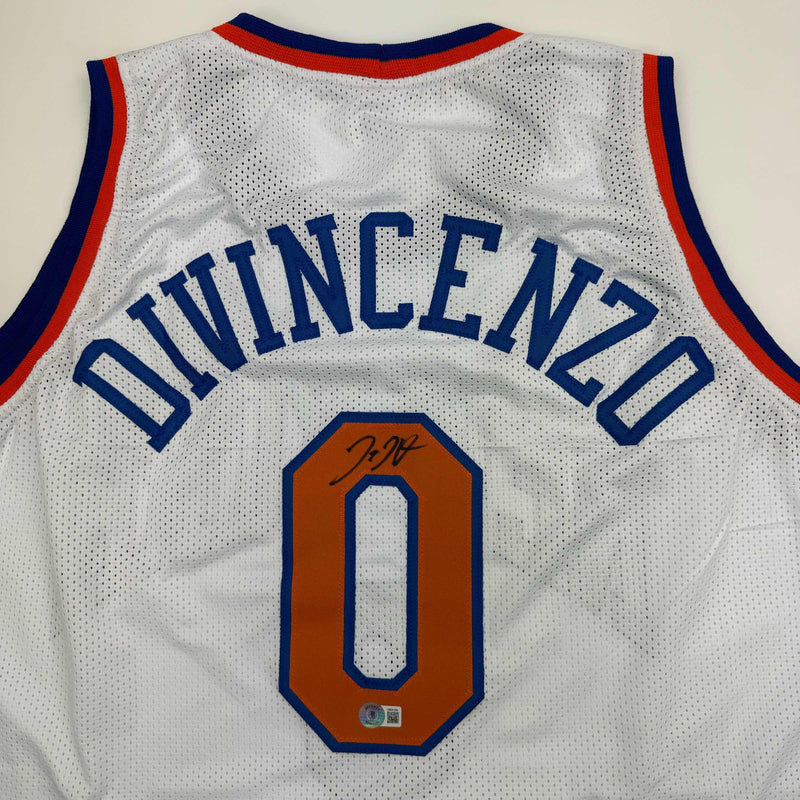 Autographed/Signed Donte Divincenzo New York White Basketball Jersey Beckett BAS COA
