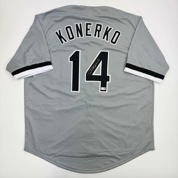 Autographed/Signed Paul Konerko Chicago Grey Baseball Jersey TriStar COA
