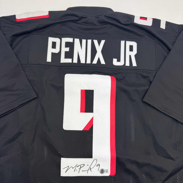 Autographed/Signed Michael Penix Jr. Atlanta Black Football Jersey Beckett BAS COA