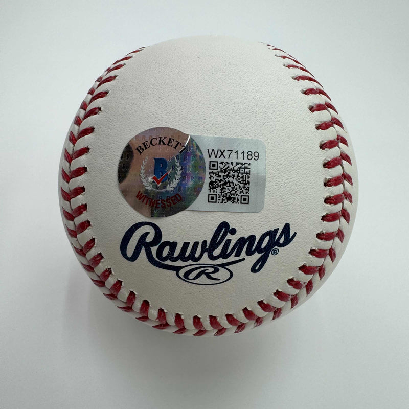 Autographed/Signed Jordan Walker Rawlings Official Major League Baseball ROML Beckett BAS COA