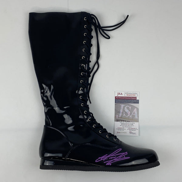 Autographed/Signed The Undertaker Black WWE WWF Wrestling Boot/Shoe JSA COA Auto