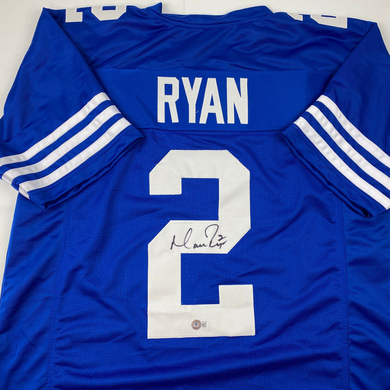 Autographed/Signed Matt Ryan Indianapolis Blue Football Jersey Beckett BAS COA