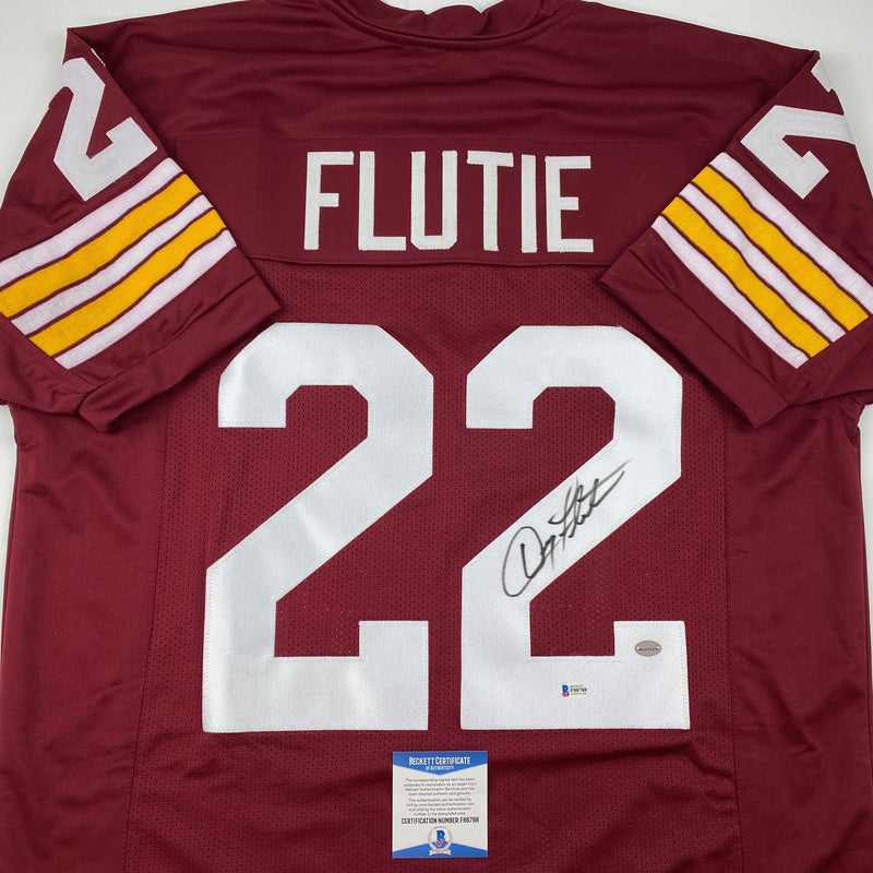 Autographed/Signed Doug Flutie Boston College Maroon Football Jersey Beckett BAS COA